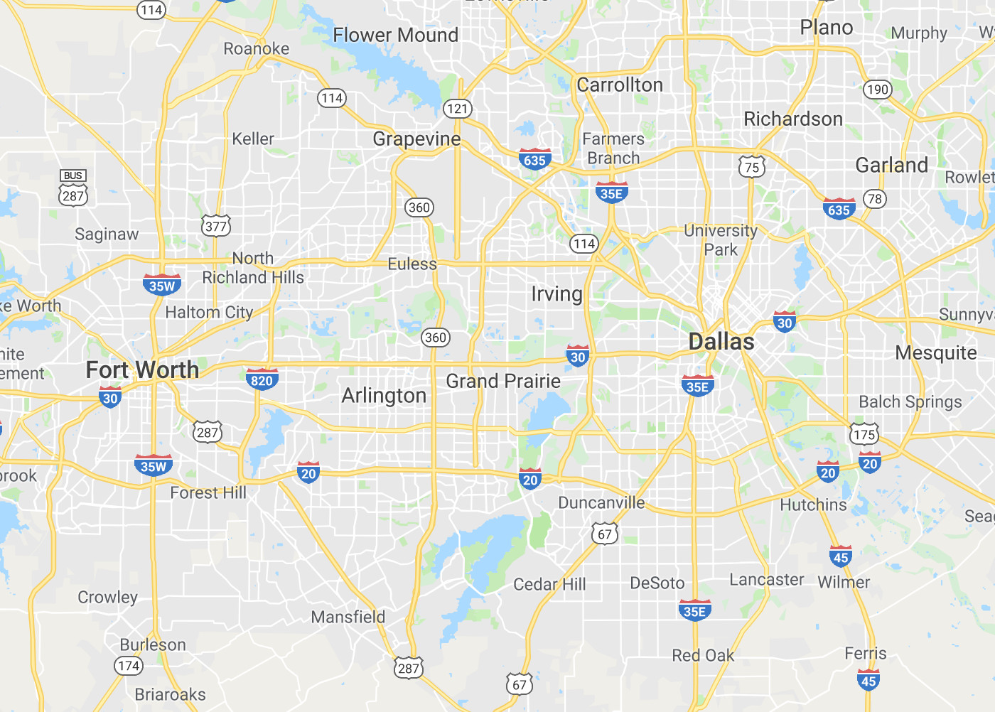 Dallas, Arlington, Fort Worth Map